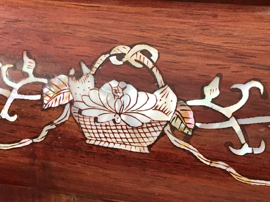 Pair Of Heavy Chinese Rosewood Armchairs With Mother Of Pearl Inlay Throughout [Photo 11]