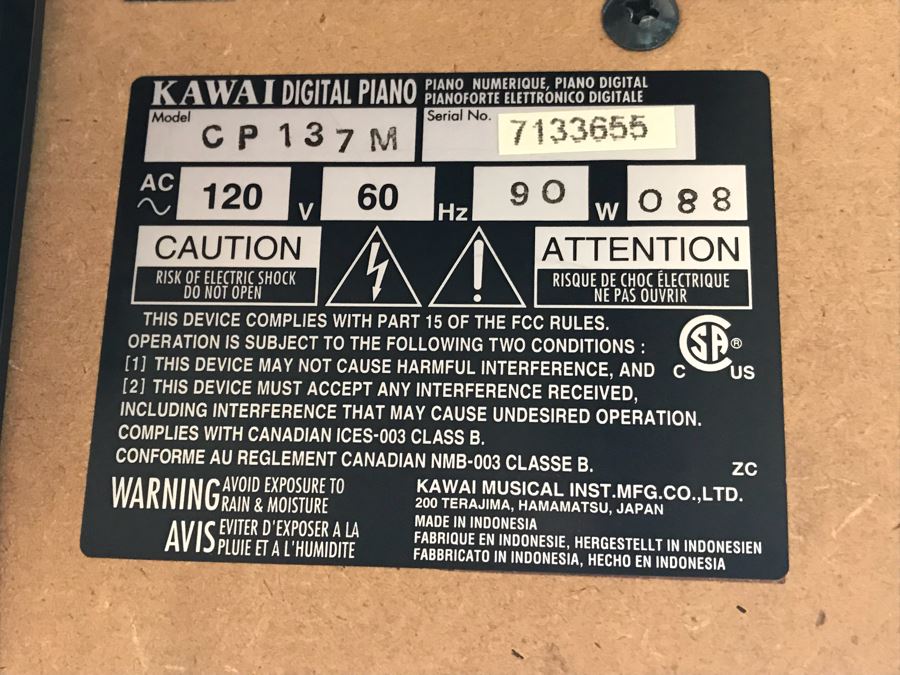 KAWAI Digital Concert Performer Piano Model CP137M With Bench, Seth Thomas Metronome And Sheet Music Books Estimate $2,000 [Photo 17]