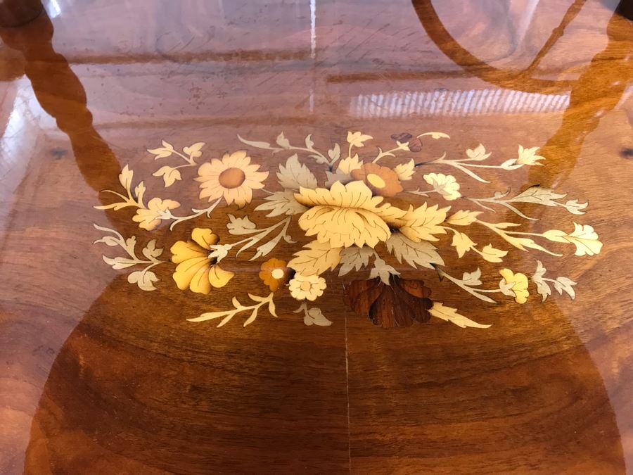 Stunning Vintage Italian Inlaid Marquetry Wood Serving Bar Tea Cart Drop Leaf [Photo 7]