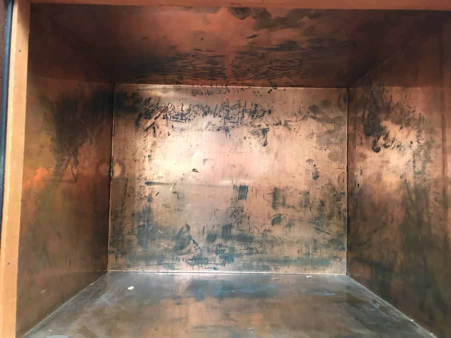 Vintage Wooden Smoking Cabinet Stand With Copper Lined Humidor [Photo 9]