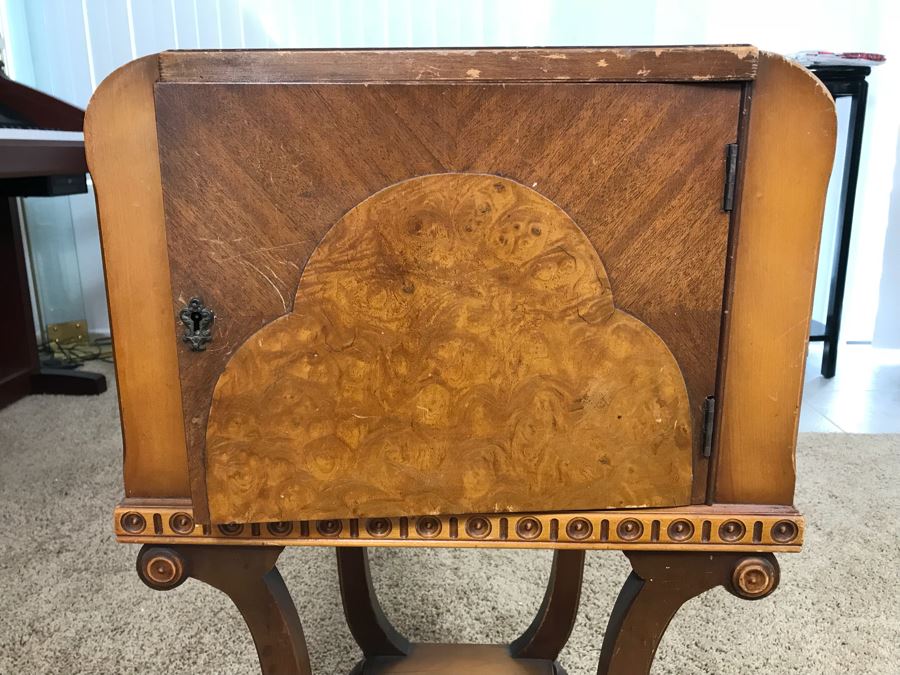 Vintage Wooden Smoking Cabinet Stand With Copper Lined Humidor [Photo 3]