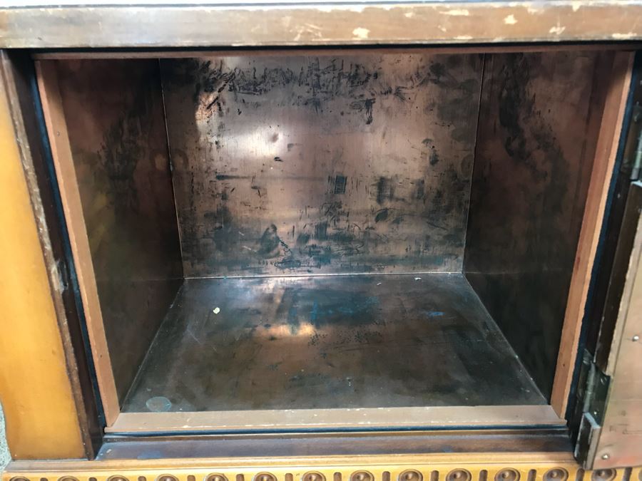 Vintage Wooden Smoking Cabinet Stand With Copper Lined Humidor [Photo 8]