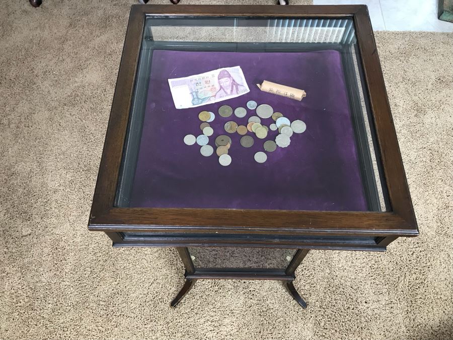 Vintage Glass Display Cabinet With Hinged Lockable Top Door (No Key) And Lower Display Cabinet (Accomodates Glass Shelving Below) [Photo 2]