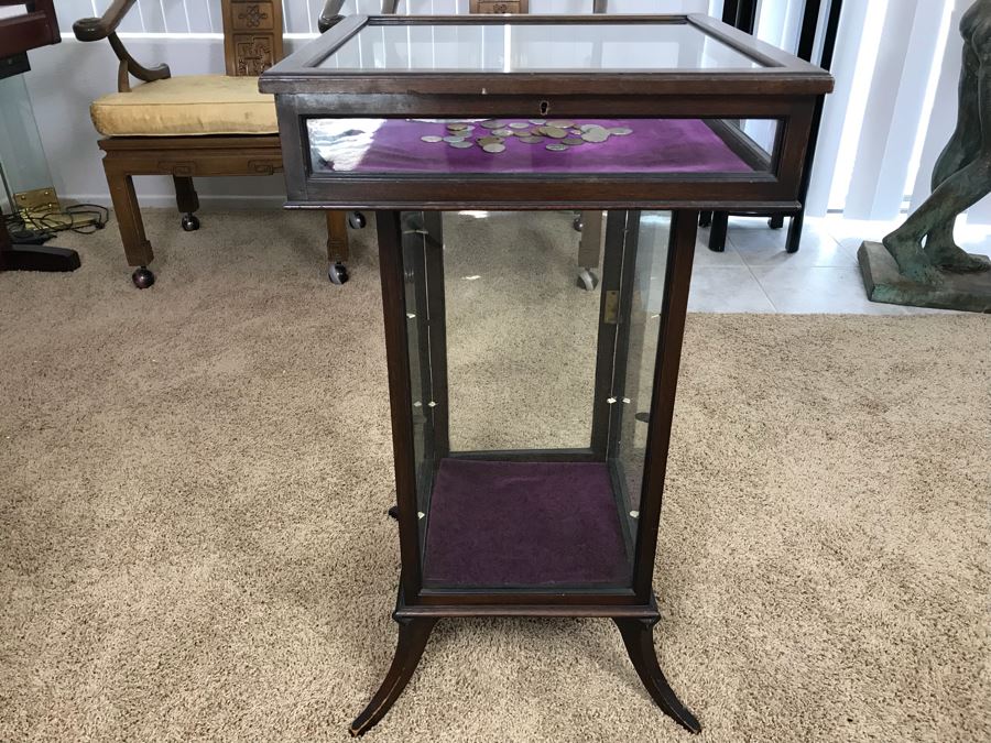 Vintage Glass Display Cabinet With Hinged Lockable Top Door (No Key) And Lower Display Cabinet (Accomodates Glass Shelving Below) [Photo 22]