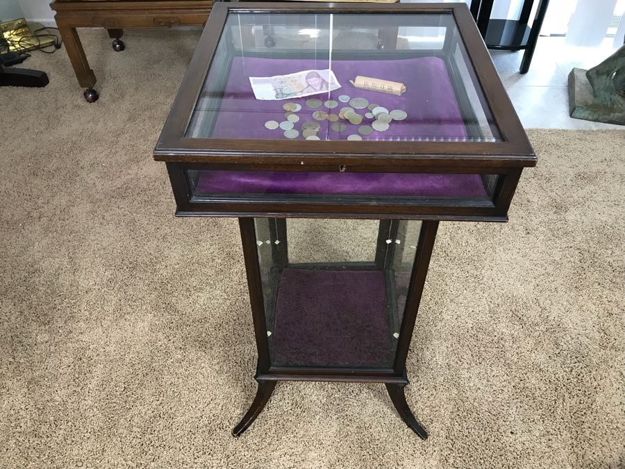 Vintage Glass Display Cabinet With Hinged Lockable Top Door (No Key) And Lower Display Cabinet (Accomodates Glass Shelving Below) [Photo 3]