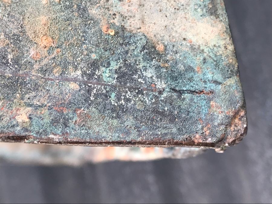 Metal Sculpture Statue Of Nude Boy Holding Out One Hand (Signifying Stop) And Holding A Bullet In Other Signature Illegible [Photo 32]