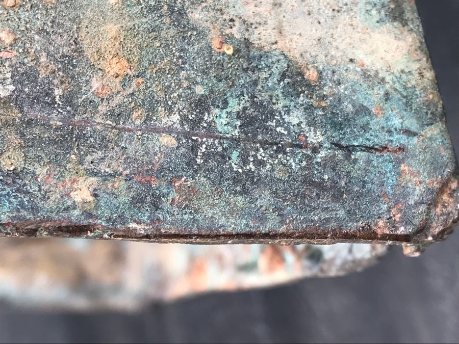 Metal Sculpture Statue Of Nude Boy Holding Out One Hand (Signifying Stop) And Holding A Bullet In Other Signature Illegible [Photo 12]