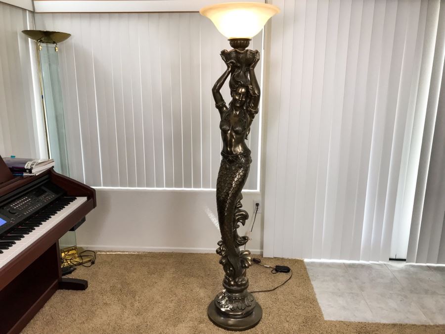 Silver Resin Mermaid Standing Floor Lamp [Photo 1]