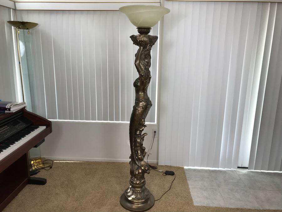 Silver Resin Mermaid Standing Floor Lamp [Photo 8]