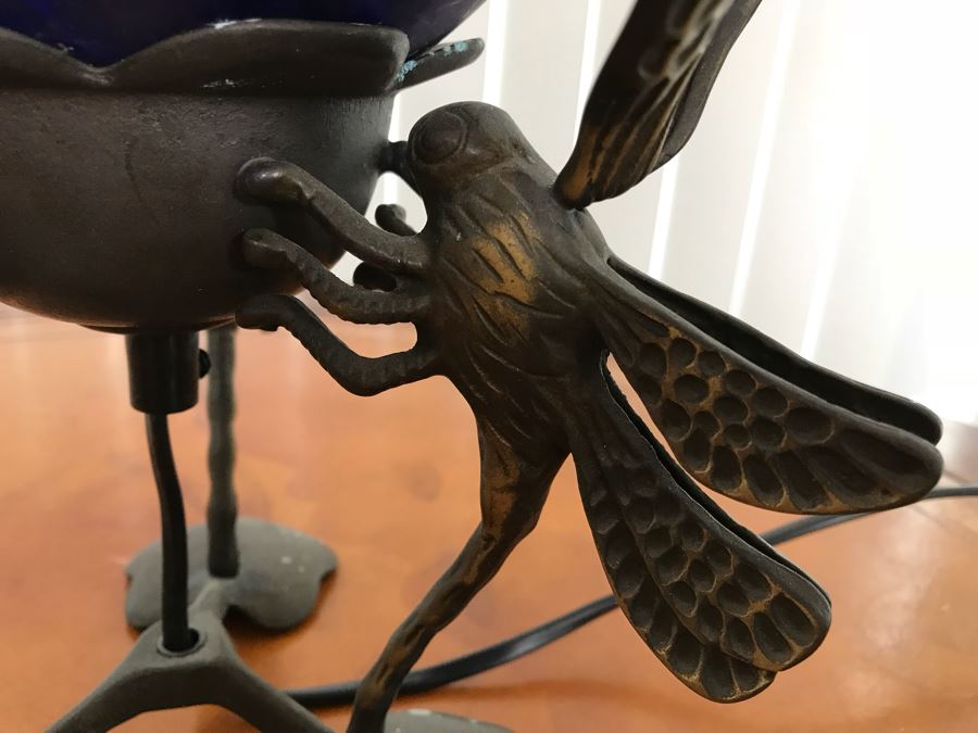 Contemporary Metal Table Lamp With Marbleized Glass Ball Shade [Photo 12]