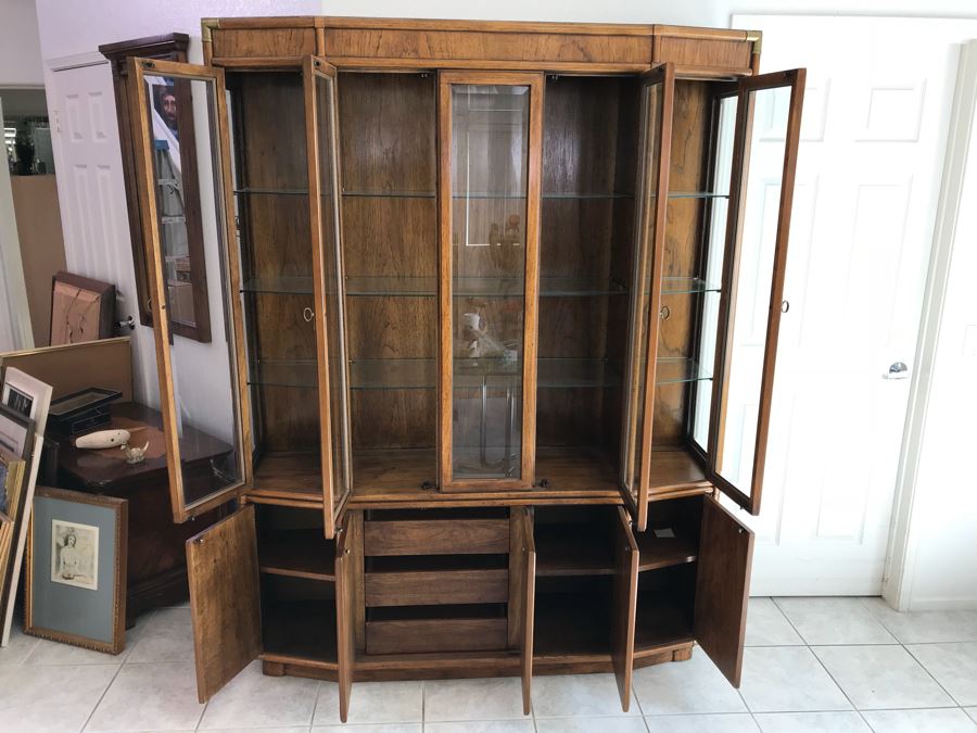 Drexel Wooden China Display Cabinet With Brass Hardware [Photo 3]
