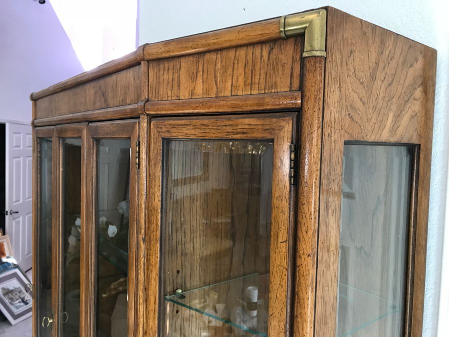 Drexel Wooden China Display Cabinet With Brass Hardware [Photo 6]