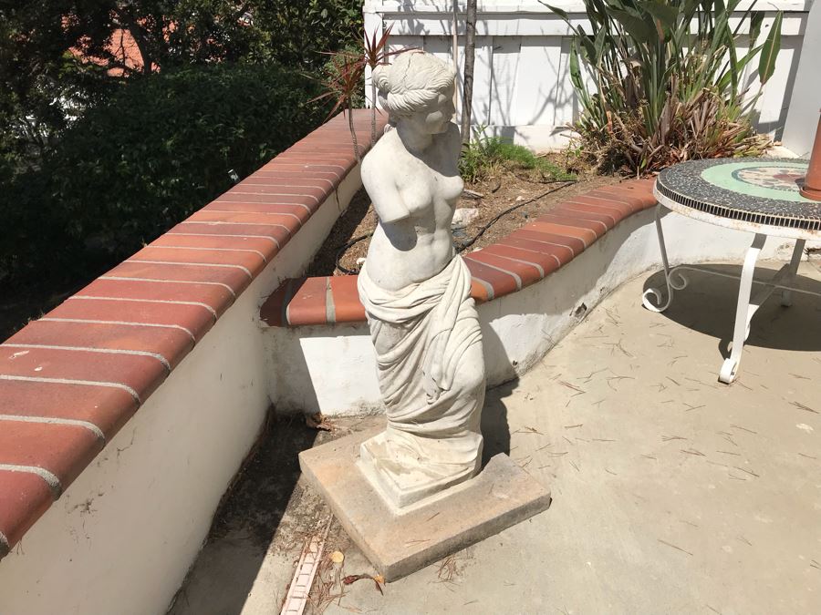 Vintage Garden Statue Of Woman Signed C Paul (Note Crack Across Head In Photos) [Photo 6]