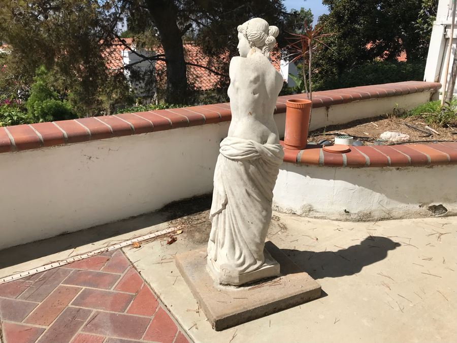 Vintage Garden Statue Of Woman Signed C Paul (Note Crack Across Head In Photos) [Photo 7]