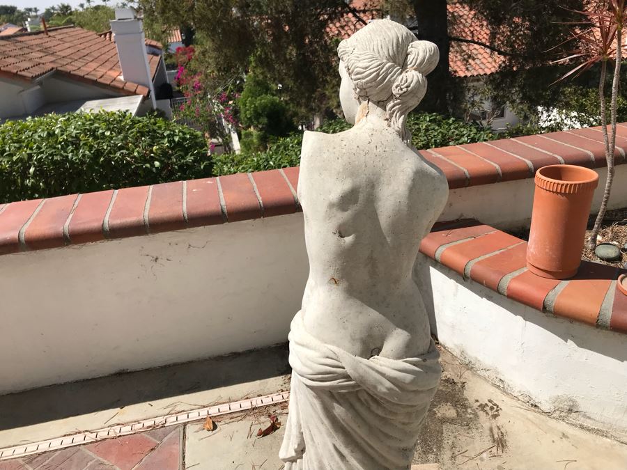 Vintage Garden Statue Of Woman Signed C Paul (Note Crack Across Head In Photos) [Photo 8]