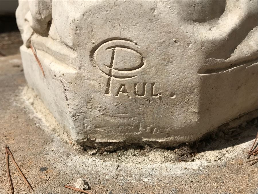 Vintage Garden Statue Of Woman Signed C Paul (Note Crack Across Head In Photos) [Photo 10]