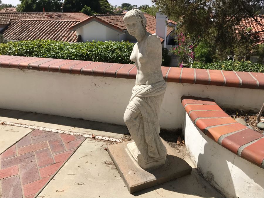 Vintage Garden Statue Of Woman Signed C Paul (Note Crack Across Head In Photos) [Photo 5]