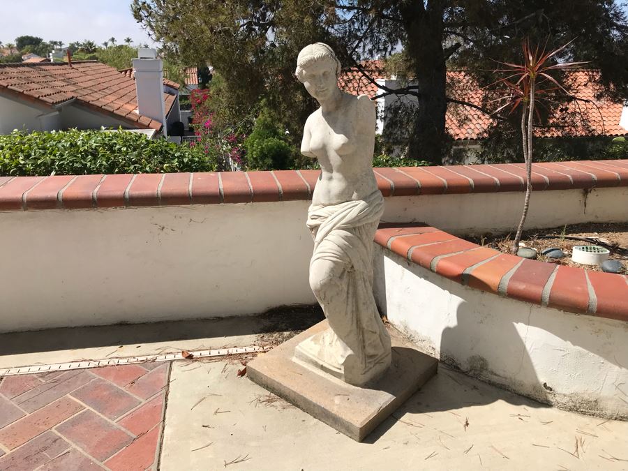 Vintage Garden Statue Of Woman Signed C Paul (Note Crack Across Head In Photos) [Photo 4]