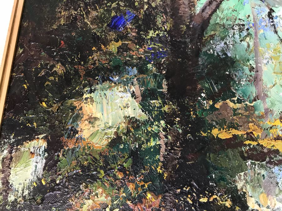 Original German Oil Painting By Waldeck Of Horses Running Through Woods 36' X 32' [Photo 12]