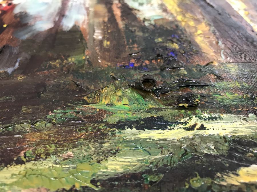 Original German Oil Painting By Waldeck Of Horses Running Through Woods 36' X 32' [Photo 8]