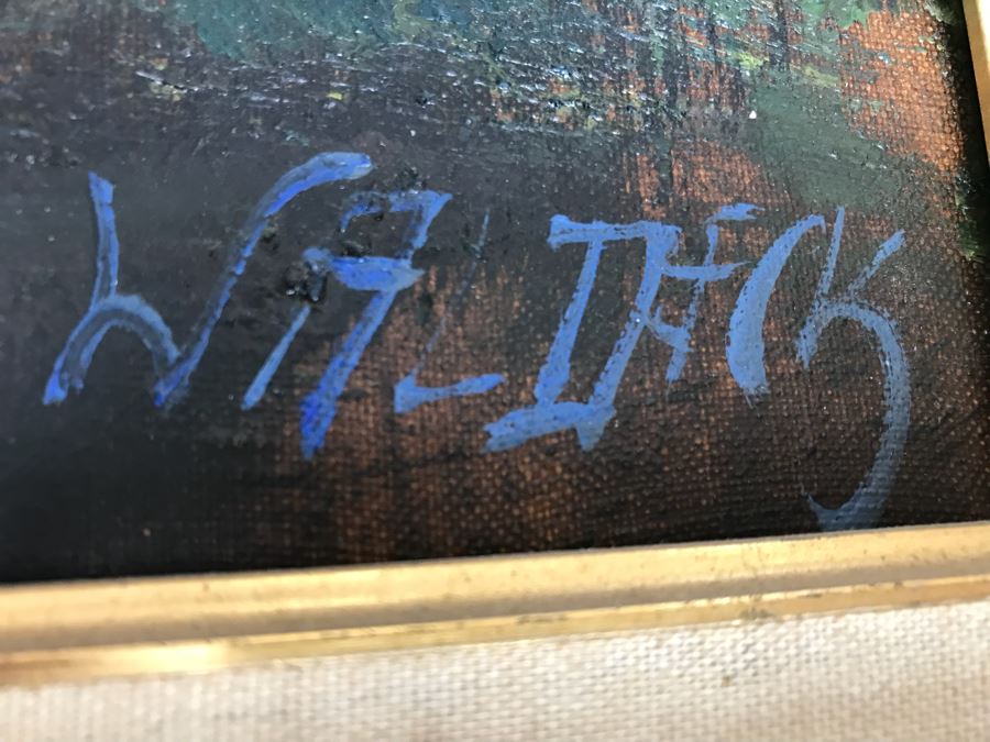 Original German Oil Painting By Waldeck Of Horses Running Through Woods 36' X 32' [Photo 9]