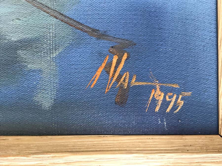 Original Oil Painting Of Harbor Scene By Val 29' X 21' [Photo 7]