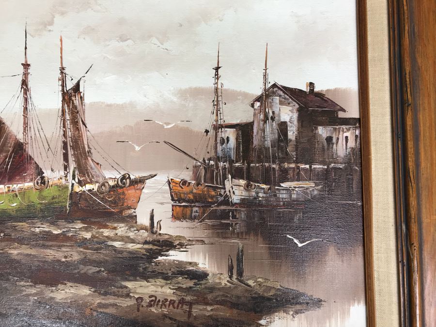 Original Oil Painting Seascape By P. Stirrat 29' X 24' [Photo 4]