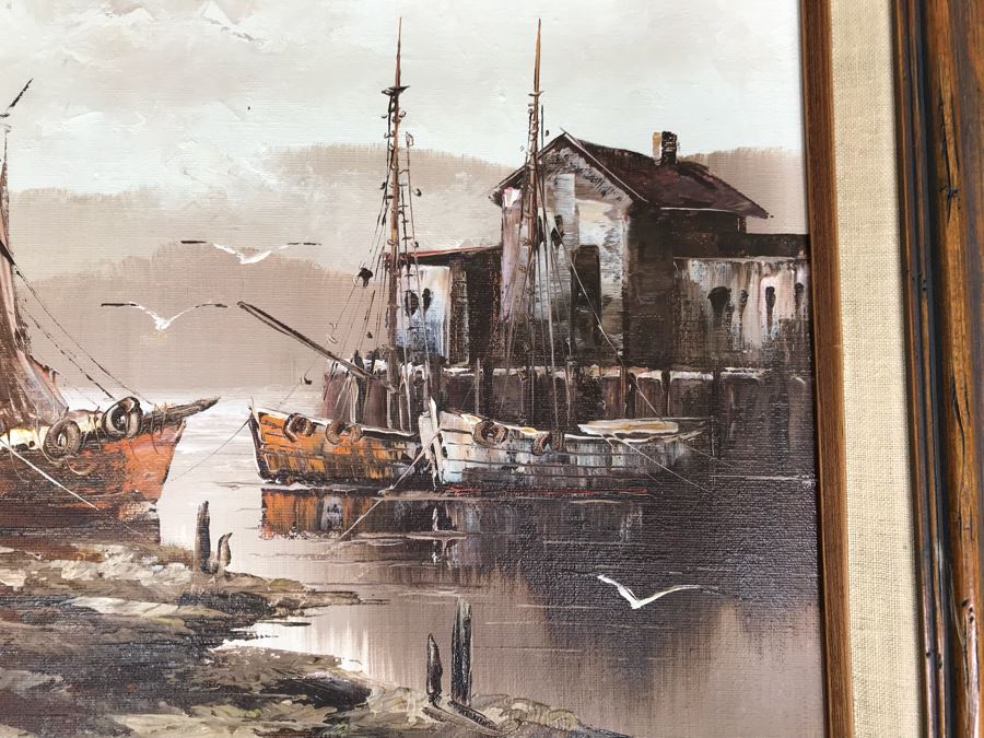 Original Oil Painting Seascape By P. Stirrat 29' X 24' [Photo 5]