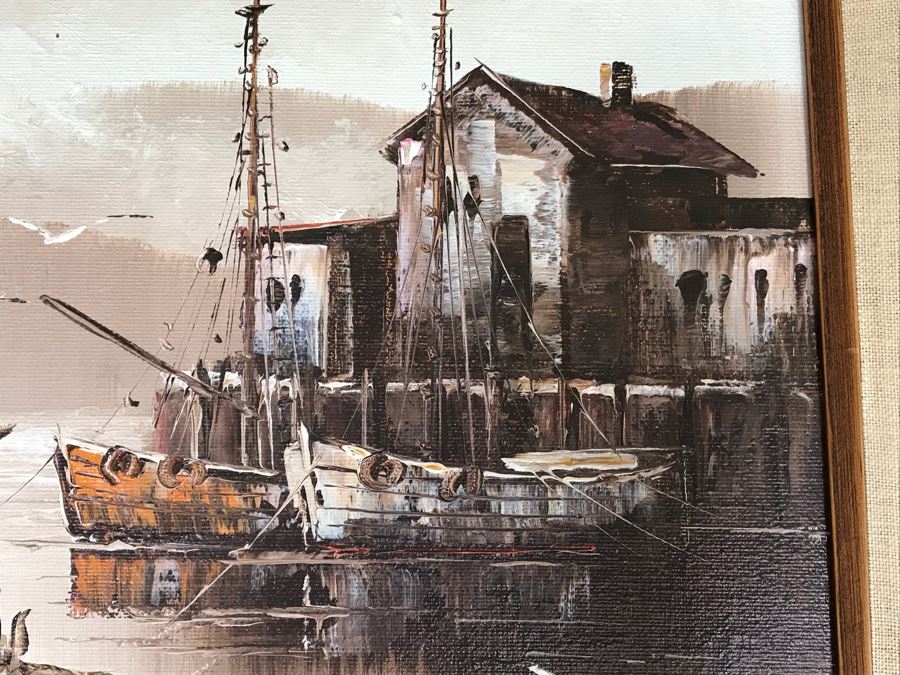 Original Oil Painting Seascape By P. Stirrat 29' X 24' [Photo 6]