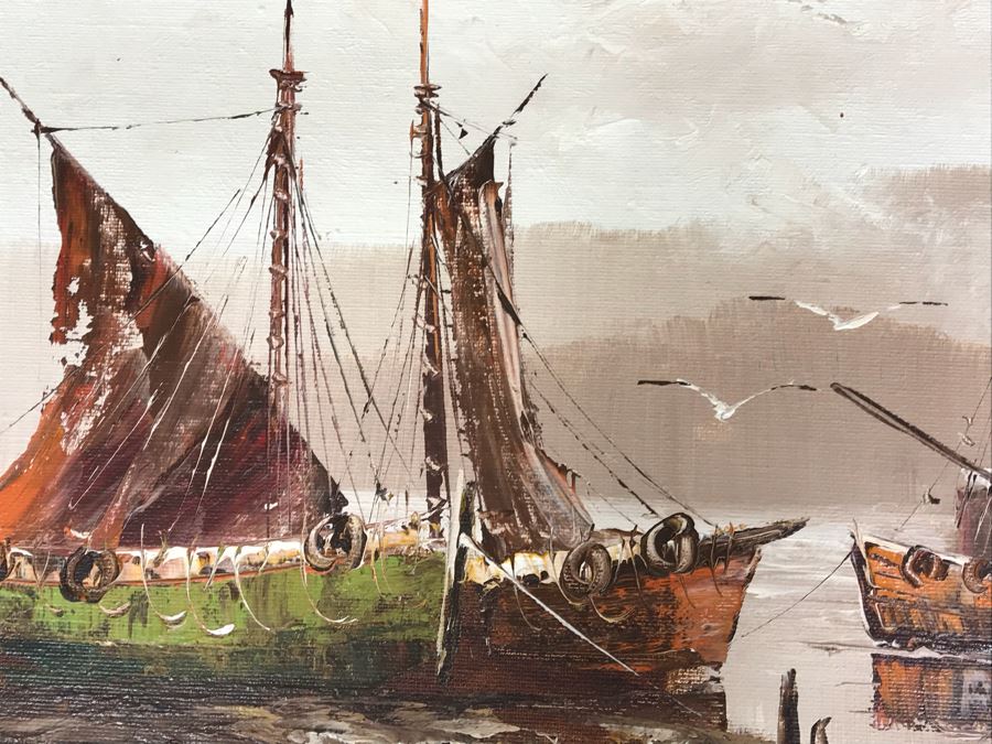 Original Oil Painting Seascape By P. Stirrat 29' X 24' [Photo 8]