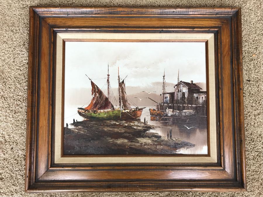 Original Oil Painting Seascape By P. Stirrat 29' X 24' [Photo 1]