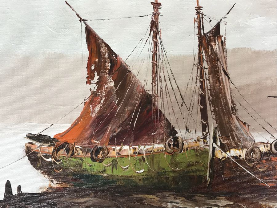 Original Oil Painting Seascape By P. Stirrat 29' X 24' [Photo 7]