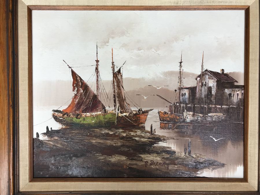 Original Oil Painting Seascape By P. Stirrat 29' X 24' [Photo 2]