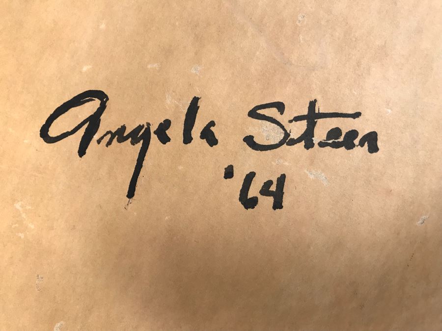 Vintage 1964 Original Oil Painting Seascape Signed On Back Angela Steen Stein Steer Stern [Photo 9]