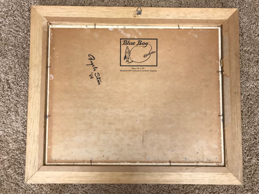 Vintage 1964 Original Oil Painting Seascape Signed On Back Angela Steen Stein Steer Stern [Photo 8]