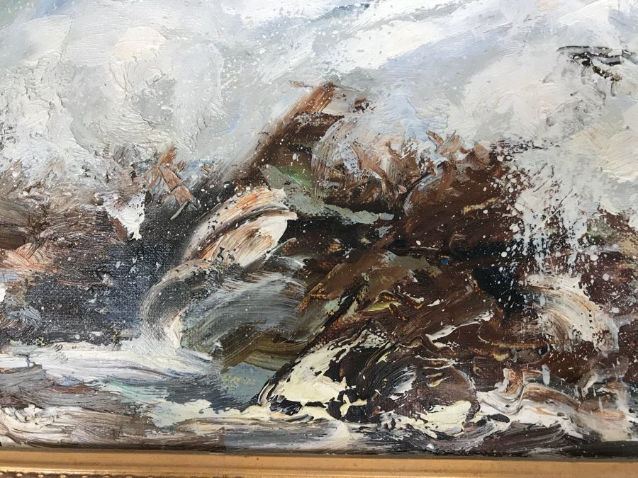 Vintage 1964 Original Oil Painting Seascape Signed On Back Angela Steen Stein Steer Stern [Photo 7]