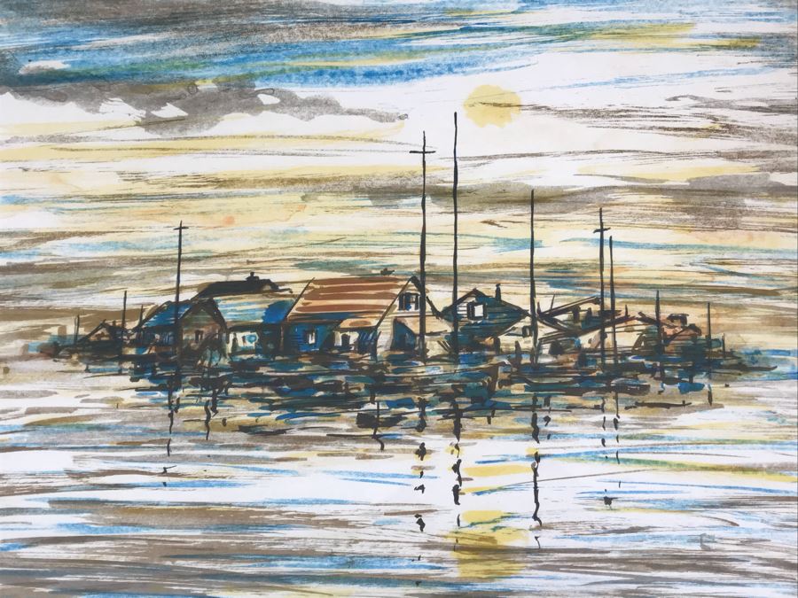 Pencil Signed Artist Proof Lithograph Titled 'Sunset' By L. Brett 31' X 27' [Photo 4]