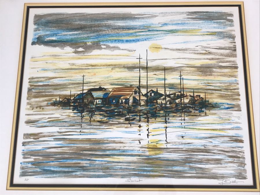 Pencil Signed Artist Proof Lithograph Titled 'Sunset' By L. Brett 31' X 27' [Photo 3]