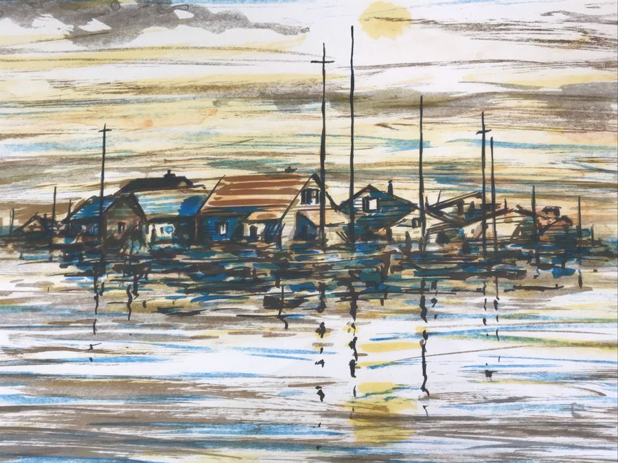 Pencil Signed Artist Proof Lithograph Titled 'Sunset' By L. Brett 31' X 27' [Photo 5]