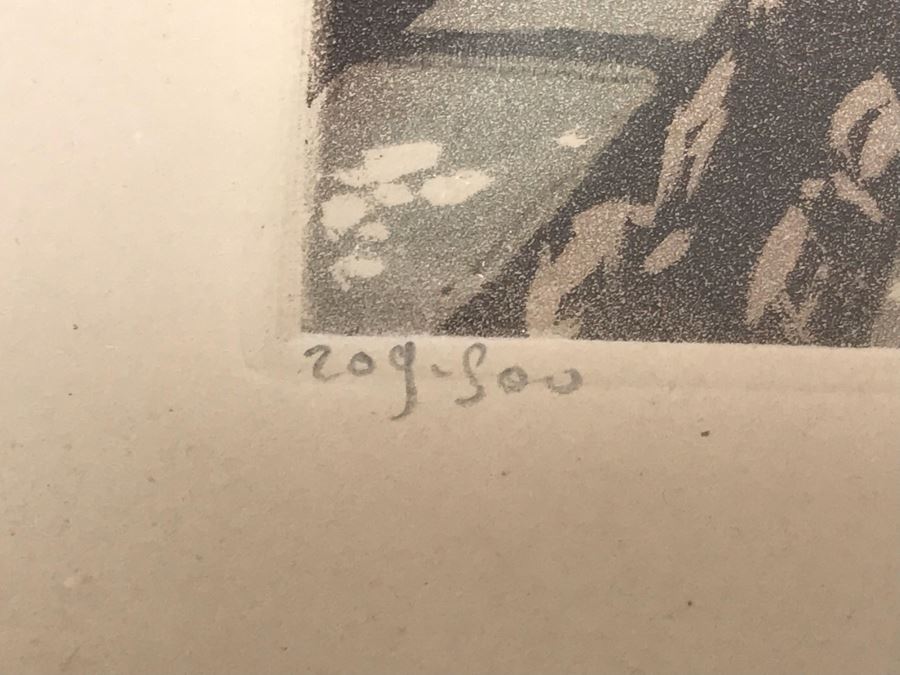 Vintage Etching In Color By H. Tourneur Paris Montmartre The Tertre Place 13' X 10' [Photo 4]