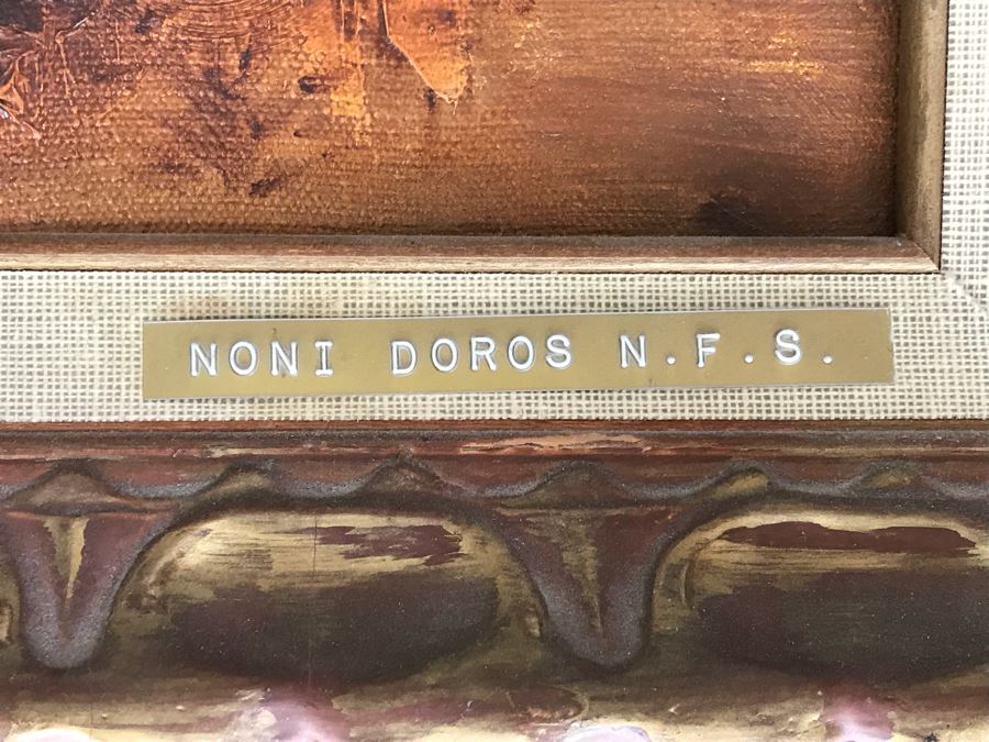 Original Mid-Century Painting By Noni Doros Titled 'Silent Sentinels' 28' X 40' [Photo 7]