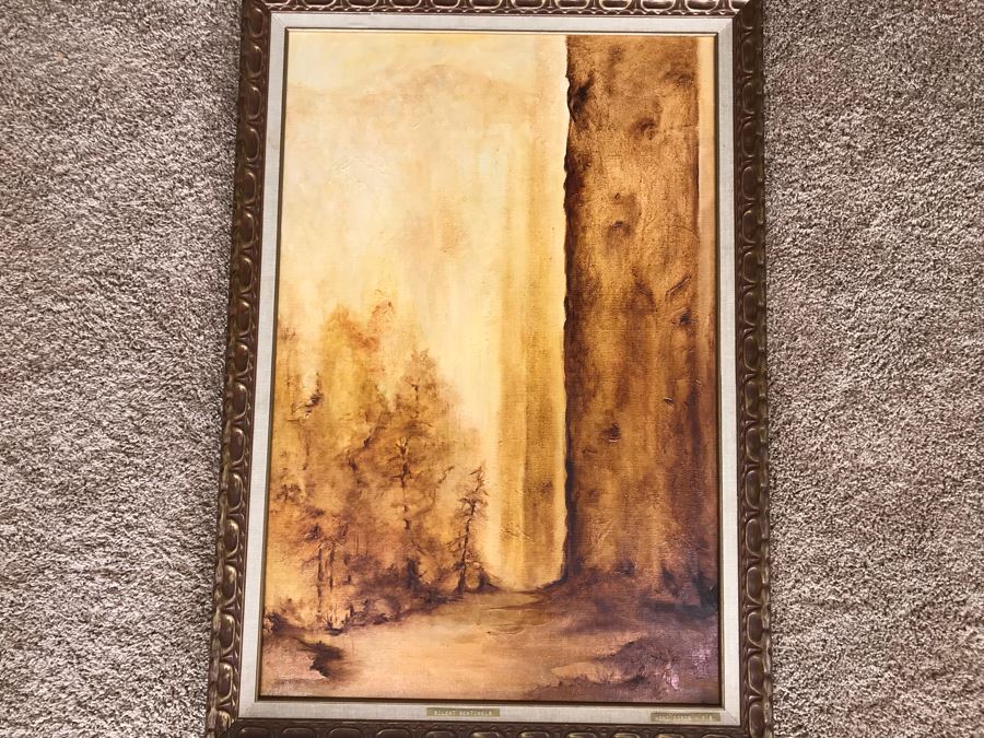 Original Mid-Century Painting By Noni Doros Titled 'Silent Sentinels' 28' X 40' [Photo 2]