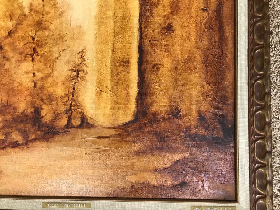 Original Mid-Century Painting By Noni Doros Titled 'Silent Sentinels' 28' X 40' [Photo 5]