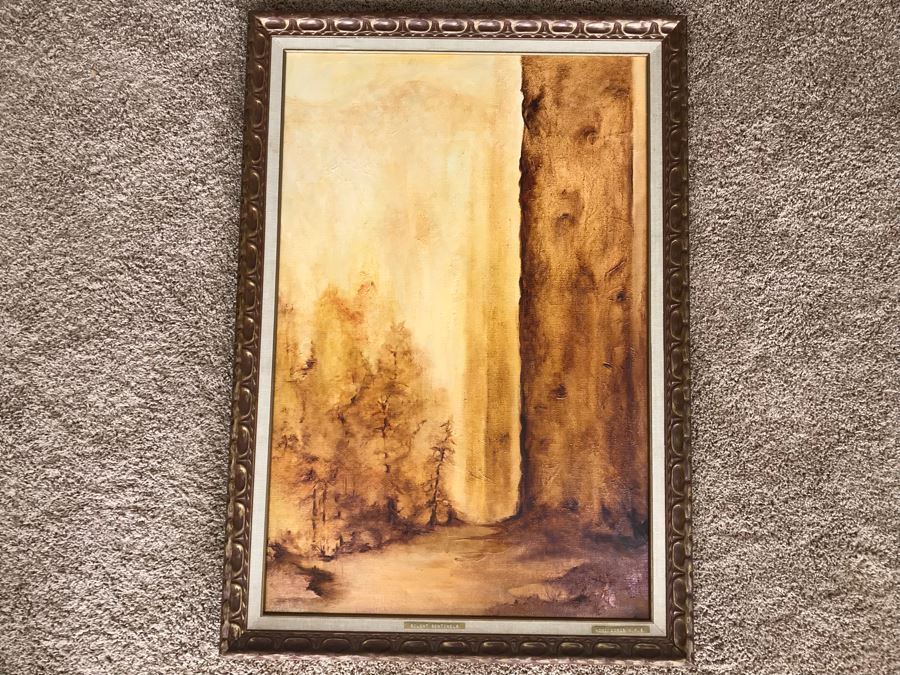 Original Mid-Century Painting By Noni Doros Titled 'Silent Sentinels' 28' X 40'