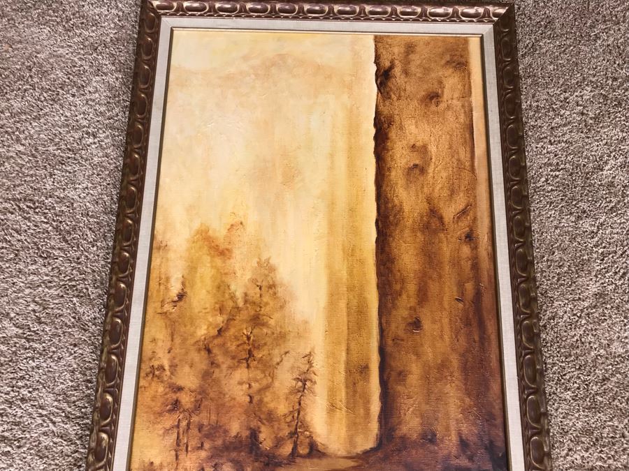 Original Mid-Century Painting By Noni Doros Titled 'Silent Sentinels' 28' X 40' [Photo 4]