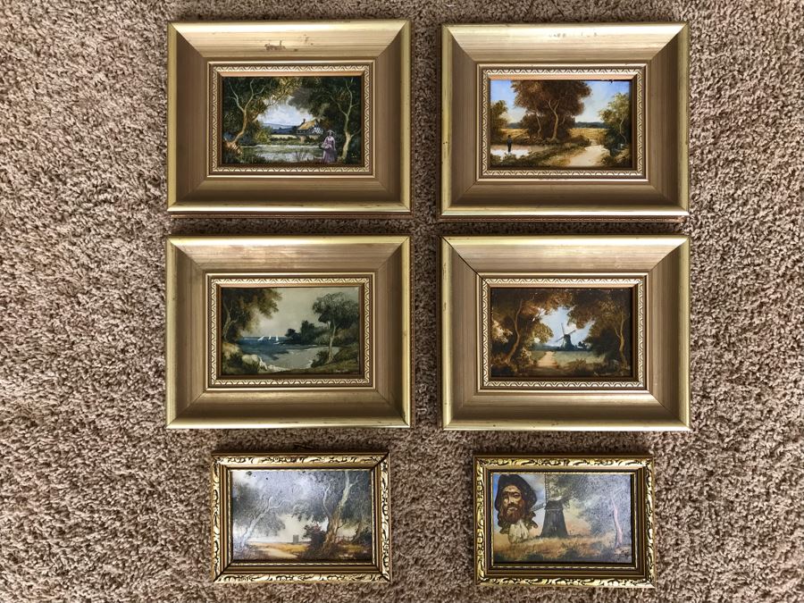 Collection Of (6) Original Robert J. Hall Miniature Landscape Paintings