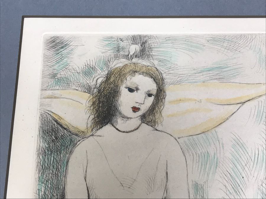 Marie Laurencin Etching Titled 'Jeune Fille à la Guitare' Frame Is 16' X 21' [Photo 5]