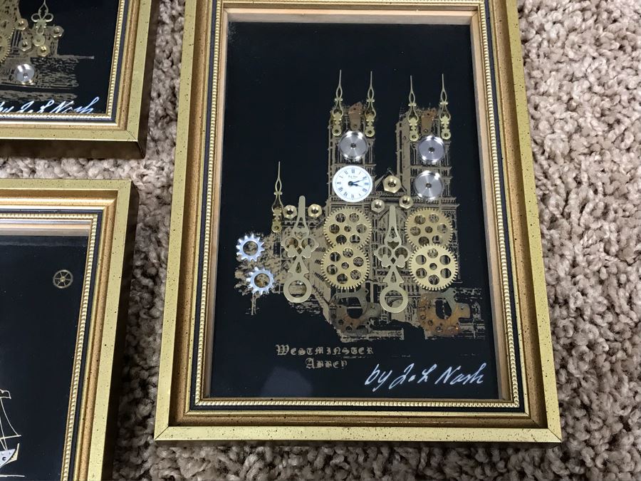 Collection Of (4) Original Watch Part Artwork By J. L. Nash (John Nash) Piccadilly Circus, Tower Bridge, Westminster Abbey And Cutty Sark [Photo 2]