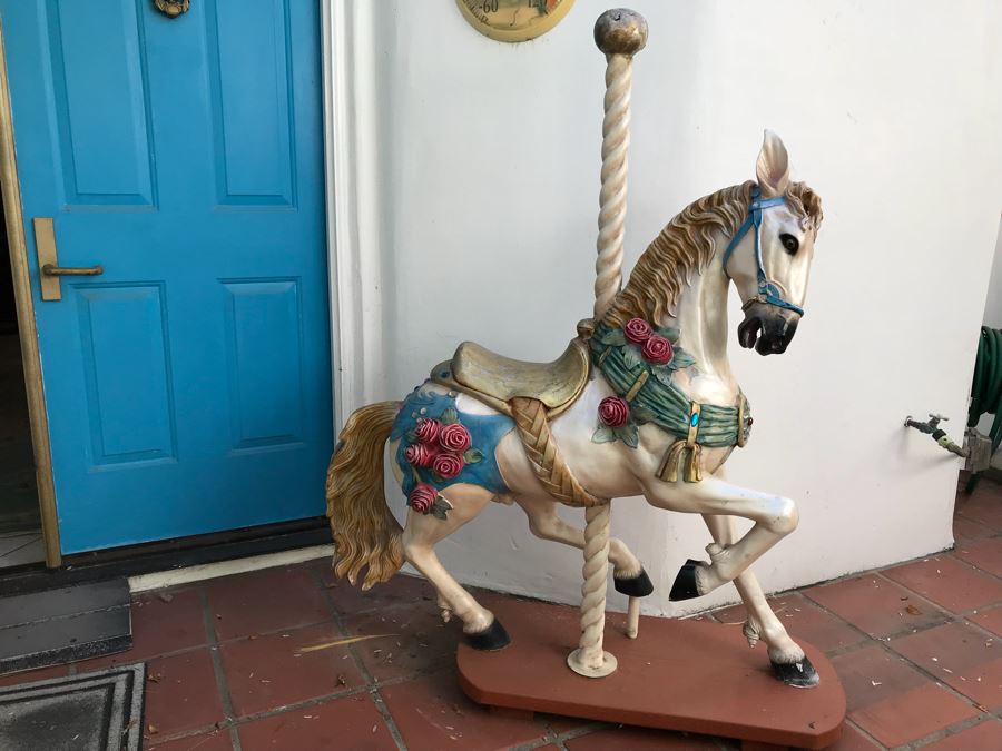 Full Size Resin Painted Carousel Horse With Stand By YAB [Photo 1]
