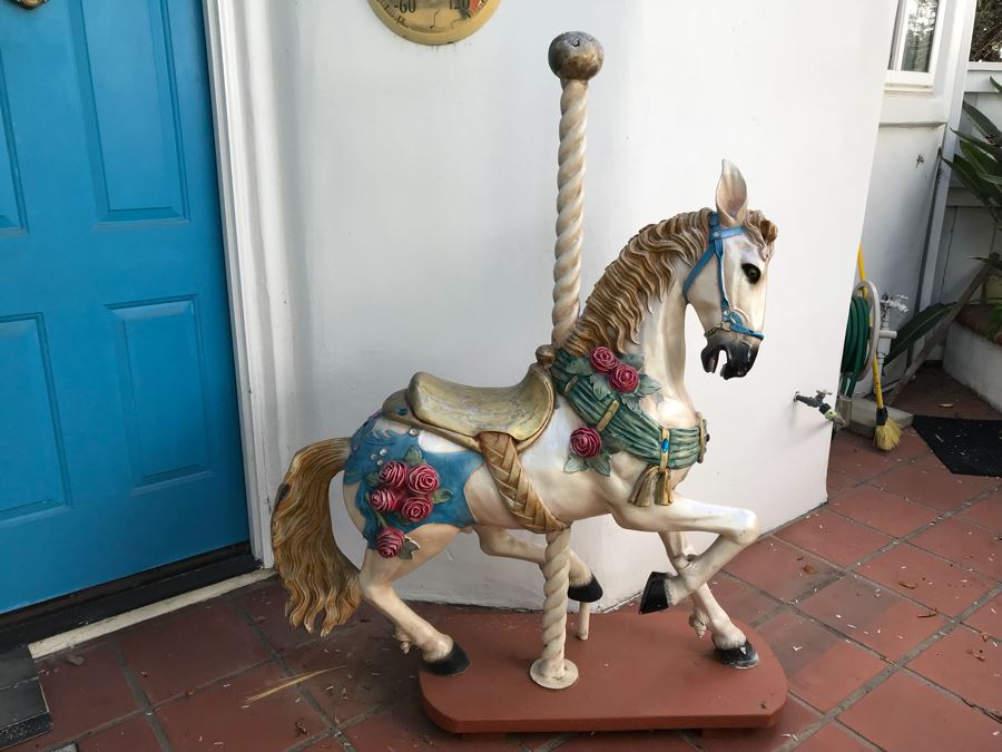 Full Size Resin Painted Carousel Horse With Stand By YAB [Photo 3]